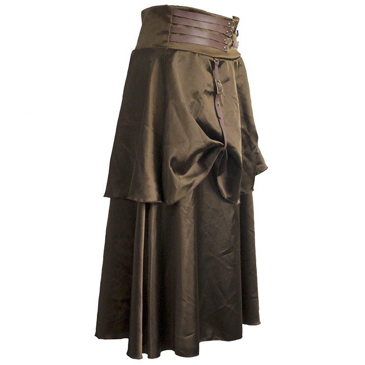 Steampunk Skirt, Satin Skirt for Women, Gothic Cosplay Skirt, Halloween Costume Skirt, Plus Size Skirt, Pirate Costume, #N11949