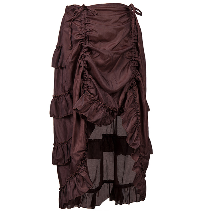 Steampunk Skirt, Gothic Cosplay Skirt, Halloween Costume Skirt, Pirate Costume, Elastic Skirt, Short Front Ruffle Skirt, #N12982