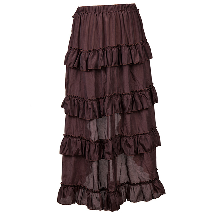 Steampunk Skirt, Gothic Cosplay Skirt, Halloween Costume Skirt, Pirate Costume, Elastic Skirt, Short Front Ruffle Skirt, #N12982
