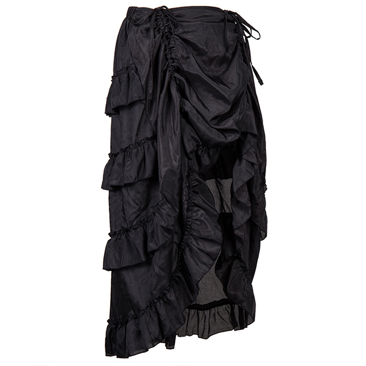 Steampunk Skirt, Gothic Cosplay Skirt, Halloween Costume Skirt, Pirate Costume, Elastic Skirt, Short Front Ruffle Skirt, #N12983