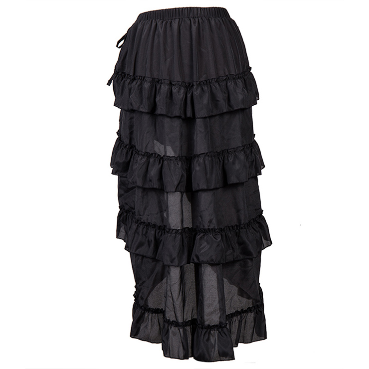 Steampunk Skirt, Gothic Cosplay Skirt, Halloween Costume Skirt, Pirate Costume, Elastic Skirt, Short Front Ruffle Skirt, #N12983