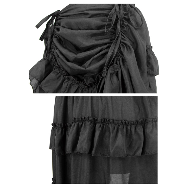Steampunk Skirt, Gothic Cosplay Skirt, Halloween Costume Skirt, Pirate Costume, Elastic Skirt, Short Front Ruffle Skirt, #N12983