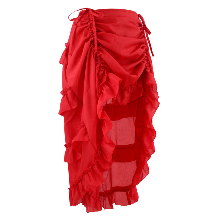 Steampunk Skirt, Gothic Cosplay Skirt, Halloween Costume Skirt, Pirate Costume, Elastic Skirt, Short Front Ruffle Skirt, #N15061