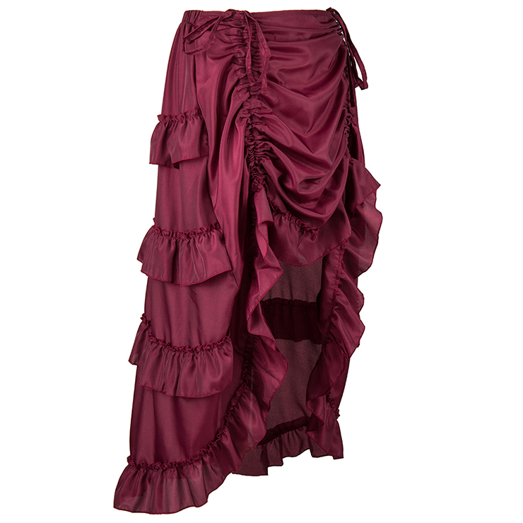 Steampunk Skirt, Gothic Cosplay Skirt, Halloween Costume Skirt, Pirate Costume, Elastic Skirt, Short Front Ruffle Skirt, #N15064