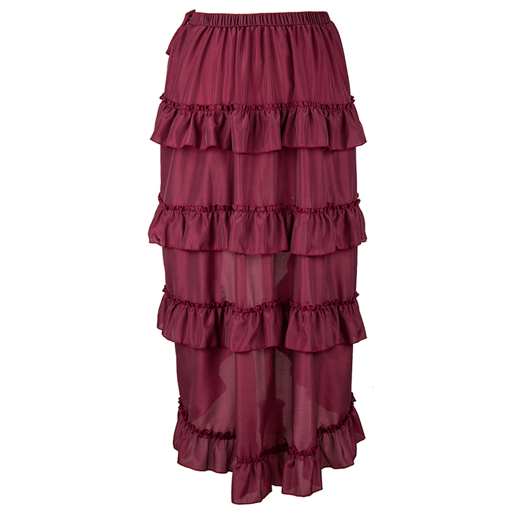 Steampunk Skirt, Gothic Cosplay Skirt, Halloween Costume Skirt, Pirate Costume, Elastic Skirt, Short Front Ruffle Skirt, #N15064