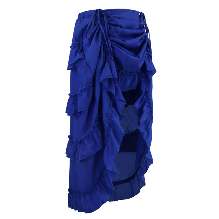 Steampunk Skirt, Gothic Cosplay Skirt, Halloween Costume Skirt, Pirate Costume, Elastic Skirt, Short Front Ruffle Skirt, #N15065