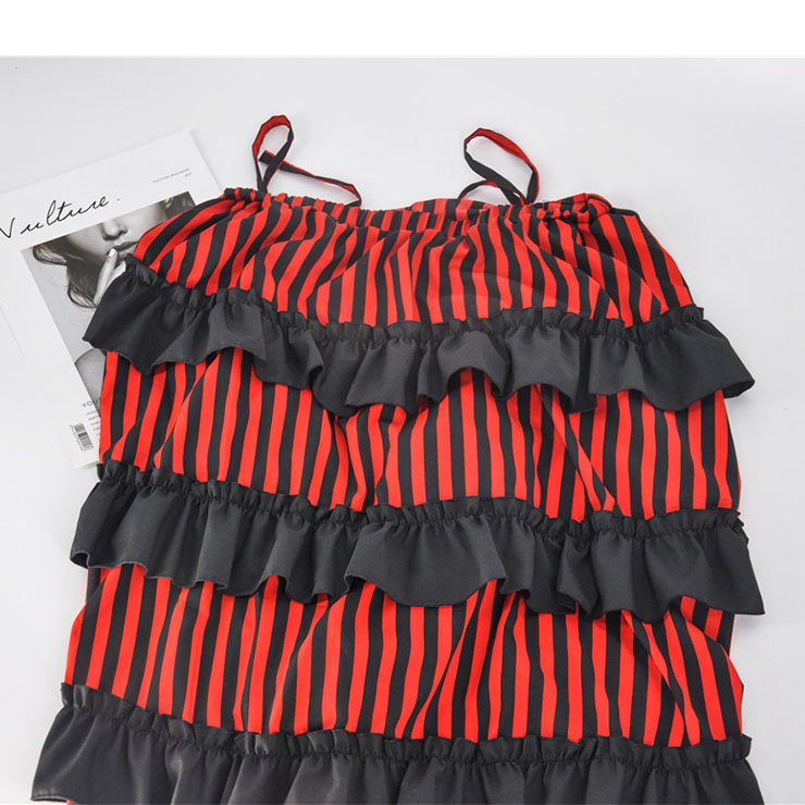 Steampunk Skirt, Gothic Cosplay Skirt, Halloween Costume Skirt, Pirate Costume, Elastic Skirt, Short Front Ruffle Skirt, Gothic High-low Skirt, #N18677