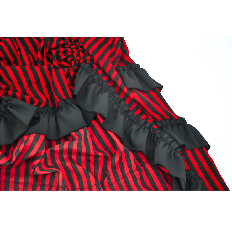 Steampunk Skirt, Gothic Cosplay Skirt, Halloween Costume Skirt, Pirate Costume, Elastic Skirt, Short Front Ruffle Skirt, Gothic High-low Skirt, #N18677