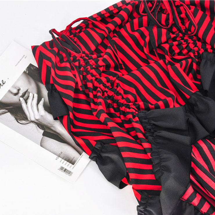 Steampunk Skirt, Gothic Cosplay Skirt, Halloween Costume Skirt, Pirate Costume, Elastic Skirt, Short Front Ruffle Skirt, Gothic High-low Skirt, #N18677