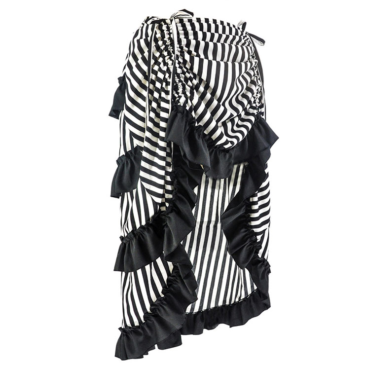 Steampunk Skirt, Gothic Cosplay Skirt, Halloween Costume Skirt, Pirate Costume, Elastic Skirt, Short Front Ruffle Skirt, Gothic High-low Skirt, #N18678