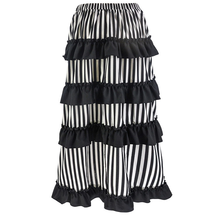 Steampunk Skirt, Gothic Cosplay Skirt, Halloween Costume Skirt, Pirate Costume, Elastic Skirt, Short Front Ruffle Skirt, Gothic High-low Skirt, #N18678