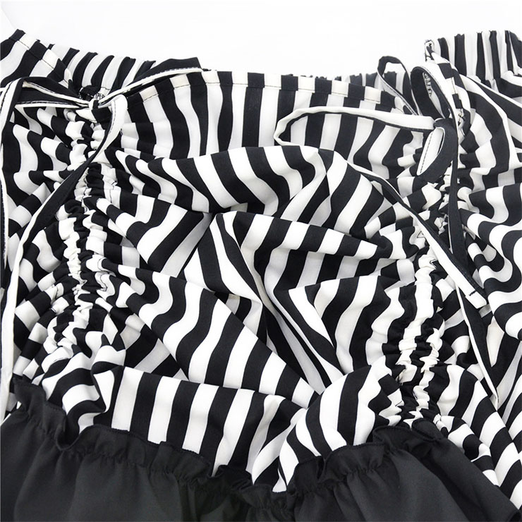 Steampunk Skirt, Gothic Cosplay Skirt, Halloween Costume Skirt, Pirate Costume, Elastic Skirt, Short Front Ruffle Skirt, Gothic High-low Skirt, #N18678
