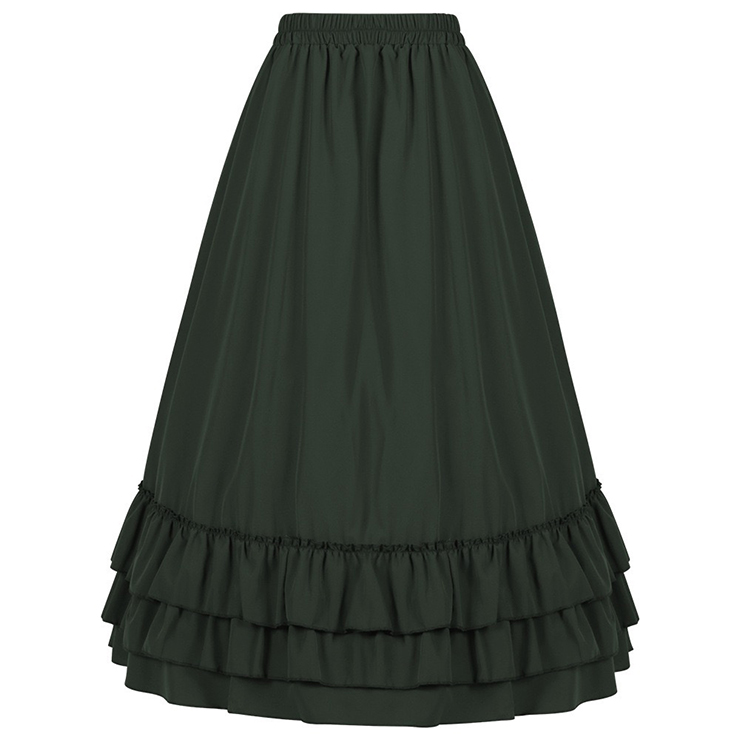 Steampunk Skirt, Gothic Cosplay Skirt, Halloween Costume Skirt, Pirate Costume, Elastic Skirt, Short Front Ruffle Skirt, #N23508
