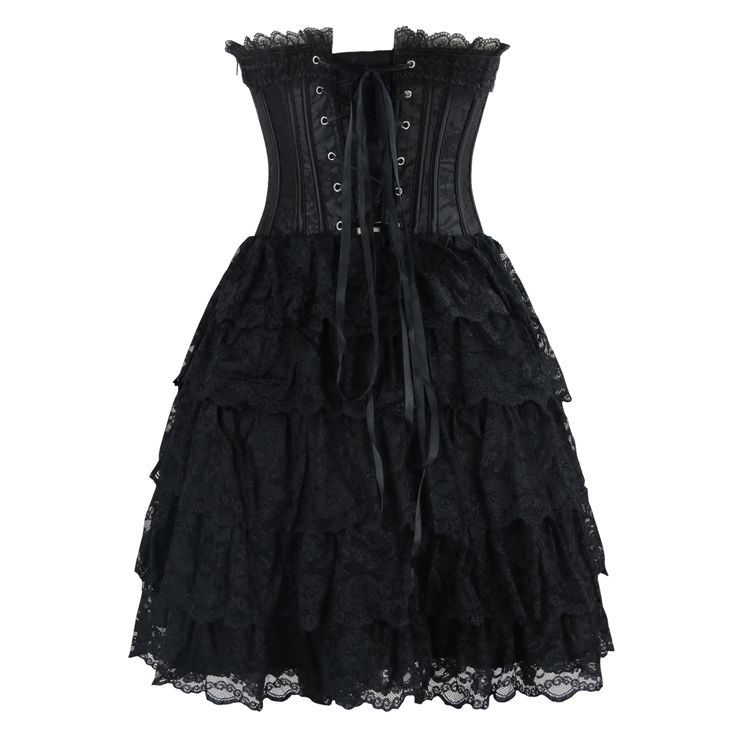 Victorian Elegant Sweetheart Neck Strapless Lace Overlay A-line Corset ...