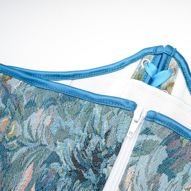 Plastic Boned Underbust Corsets, 12 Plastic Boned Underbust Corset, Blue Waist Training Underbust Corset, Plastic Boned Waist Trainer, Underbust Body Shaper, Zipper Closure Waist Cincher, #N23064