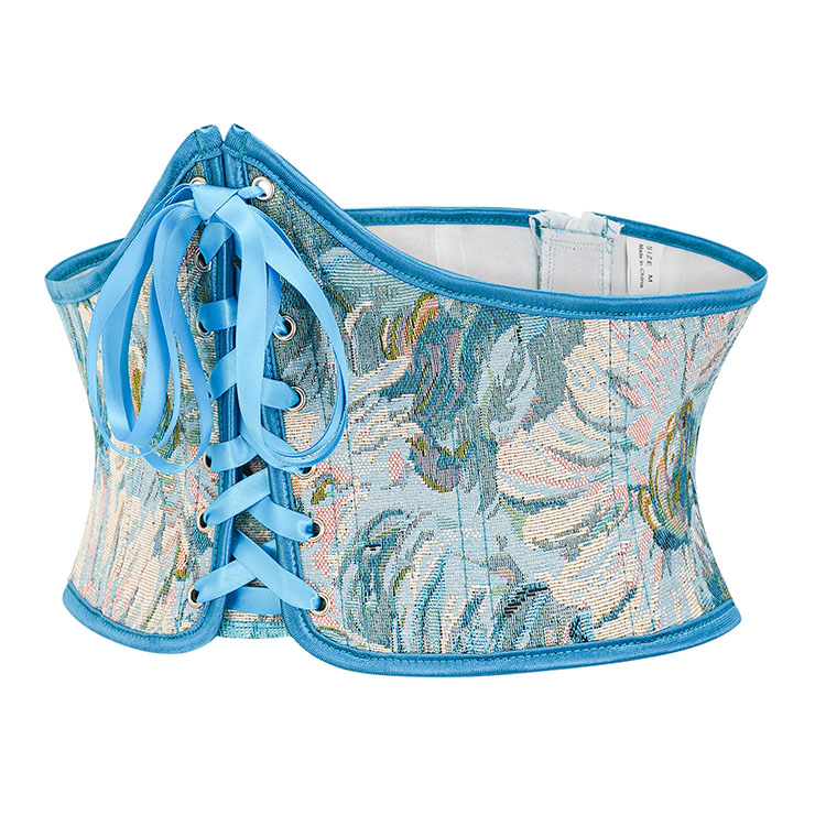 Plastic Boned Underbust Corsets, 12 Plastic Boned Underbust Corset, Blue Waist Training Underbust Corset, Plastic Boned Waist Trainer, Underbust Body Shaper, Zipper Closure Waist Cincher, #N23064