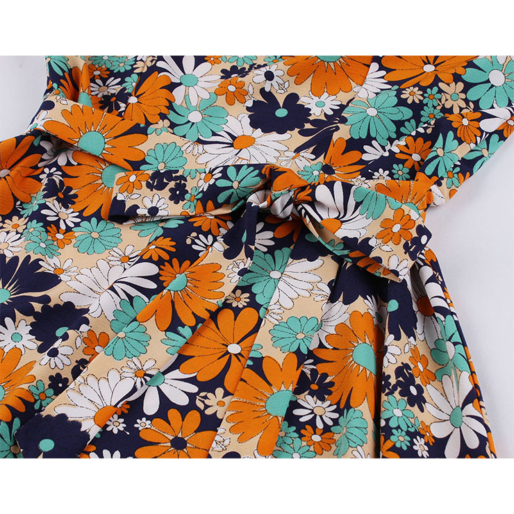 Sexy A-line Swing Dress, Fashion Dresses for Women, Cocktail Party Dress, Fashion Long Sleeve Swing Dresses, A-line Casul Dresses, Round Neck High Waist Dress, Printed A-Line Dress, #N20773