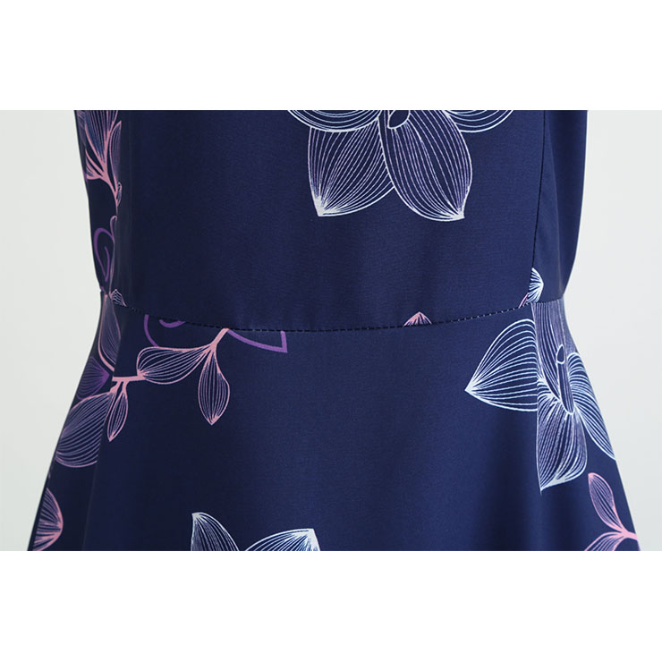 Vintage Dress for Women,Elegant Party Dress,Casual Midi Dress,Sexy Dresses for Women Cocktail Party,Sleeveless High Waist Swing Dress,Fashion Printed Dress,Round Neck Belt Big Swing Dress,#N20457