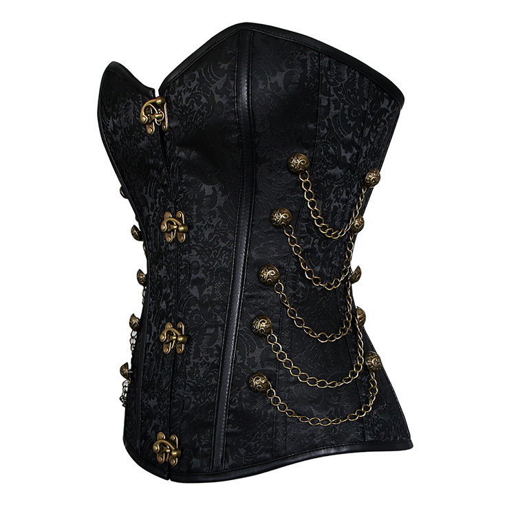 Black Jacquard Weave Corset, Cheap Steel Bone Corset, Women