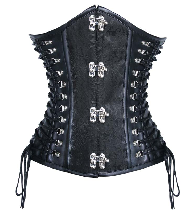 Women's Vintage Black Jacquard Weave Steel Bone Underbust Corset N10170