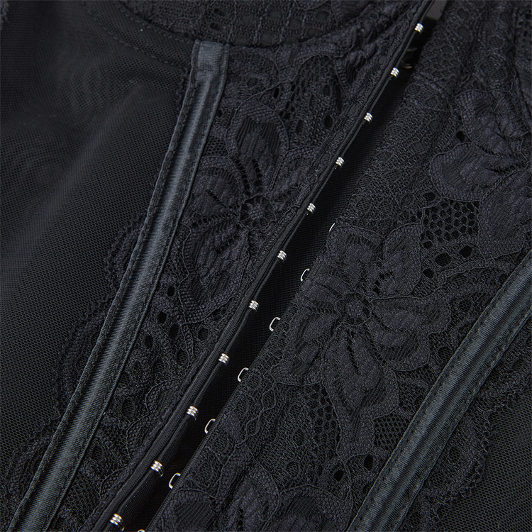 Lace corset, Adjustable bustier, Sheer mesh lingerie, Vintage corset top, Front zipper corset, Burlesque performance, Romantic intimate wear, Pin-up style, Gothic lingerie, Elegant shapewear #N23792