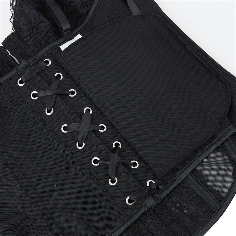 Lace corset, Adjustable bustier, Sheer mesh lingerie, Vintage corset top, Front zipper corset, Burlesque performance, Romantic intimate wear, Pin-up style, Gothic lingerie, Elegant shapewear #N23792