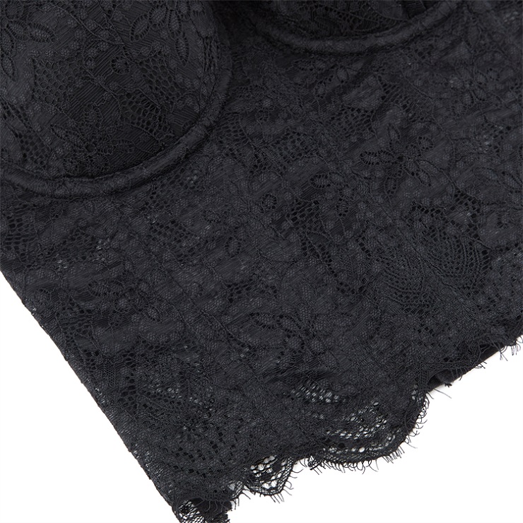 black corset top, sheer mesh corset, lace bustier, boned bodice, adjustable spaghetti straps, front clasp top, lingerie inspired top, women