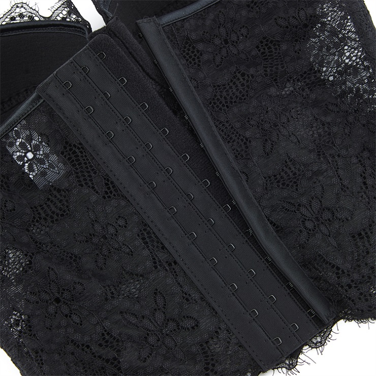 black corset top, sheer mesh corset, lace bustier, boned bodice, adjustable spaghetti straps, front clasp top, lingerie inspired top, women