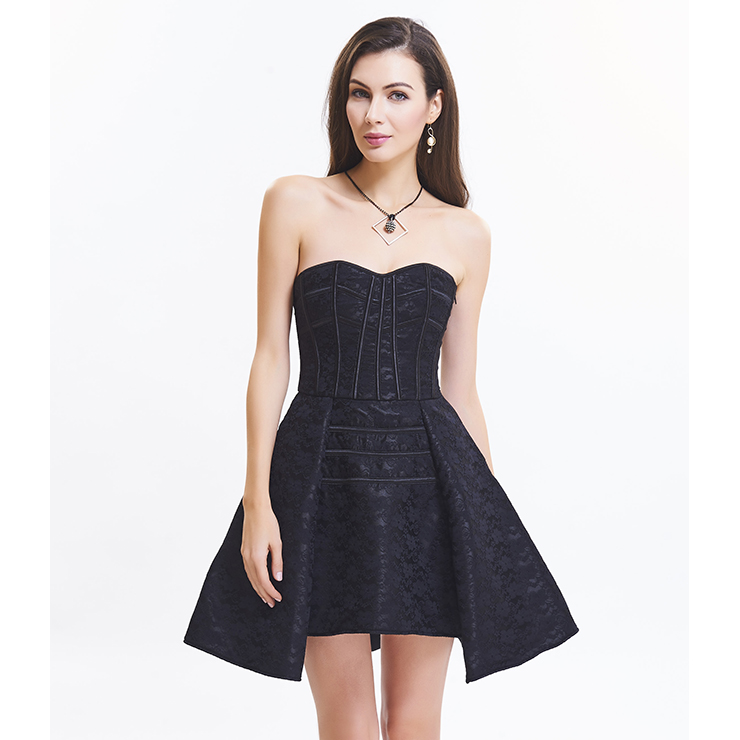 Charming Black Gothic Sweetheart-neck Strapless Lace Cocktail Dresses ...