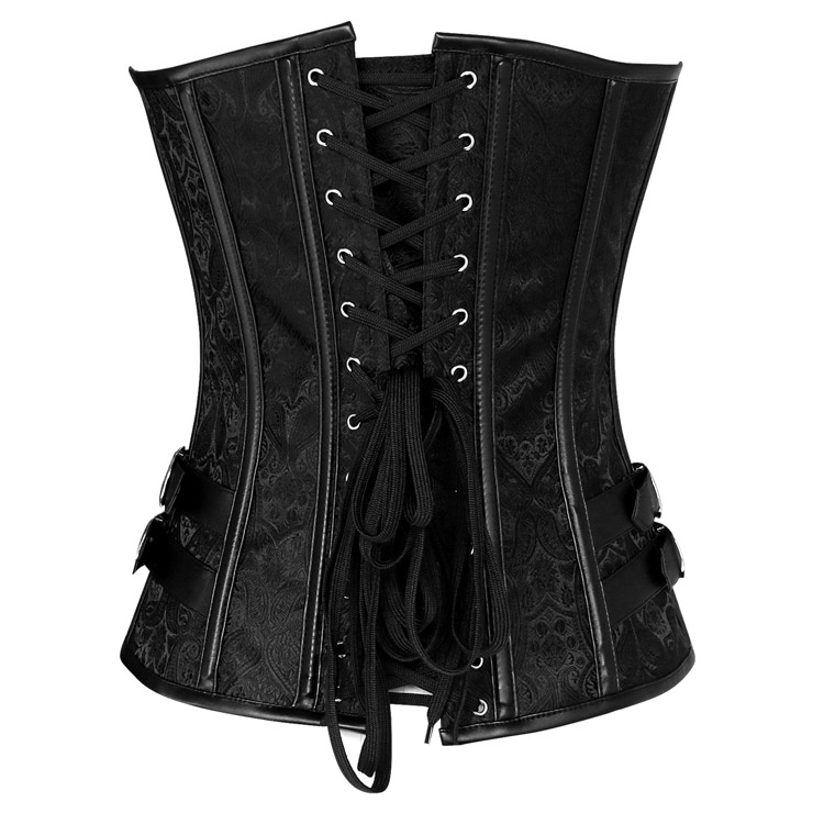 Black Steel Bone Corset, Vintage Embroidery Design Overbust Corset, Waist Cincher Training Corset, Sexy Body Shaper Outerwear Corset, #N10316