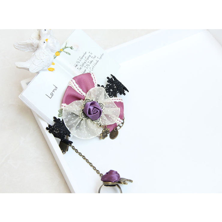 Vintage Bracelet, Vintage Purple Rose Bracelet, Cheap Wristband, Gothic Bowknot Bracelet, Victorian Black Lace Bracelet, Retro Black Wristband, Bracelet with Ring, #J18083