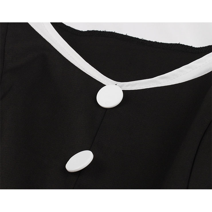 Vintage Lapel Dress, Vintage Dresses for Women, Sexy Black Dresses for Women Cocktail Party, Vintage High Waist Dress, Sleeveless Swing Daily Dress, Vintage Black and White Swing Dress, #N18585