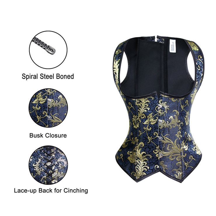 Brocade Underbust corset, Vintage Pattern Underbust Corset, Brocade Waistcoat Corset, #N8274