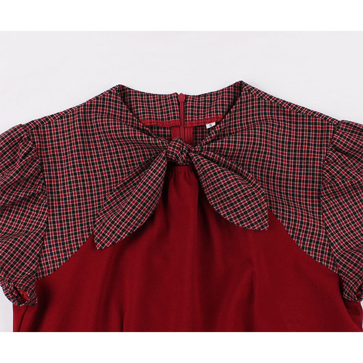 Retro Checkered Dresses for Women 1960, Vintage Cocktail Party Dress, Fashion Casual Office Lady Dress, Retro Party Dresses for Women 1960, Vintage Dresses 1950