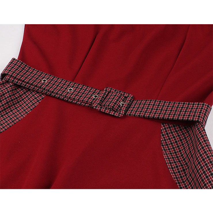 Retro Checkered Dresses for Women 1960, Vintage Cocktail Party Dress, Fashion Casual Office Lady Dress, Retro Party Dresses for Women 1960, Vintage Dresses 1950