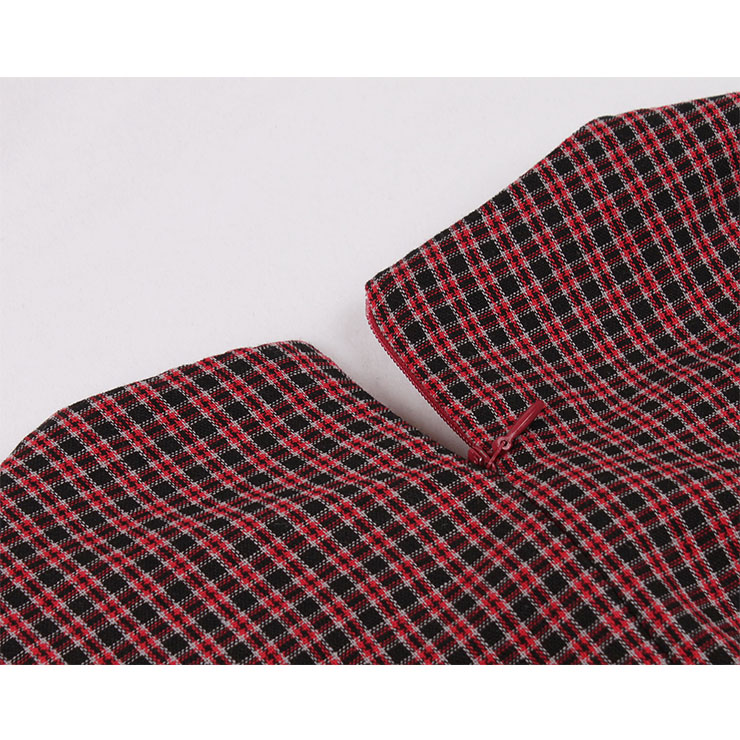 Retro Checkered Dresses for Women 1960, Vintage Cocktail Party Dress, Fashion Casual Office Lady Dress, Retro Party Dresses for Women 1960, Vintage Dresses 1950