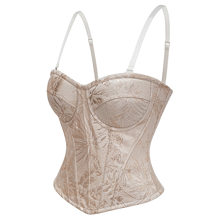 vintage corset, brocade bustier, satin corset top, Victorian waist cincher, floral jacquard corset, adjustable strap corset, front zipper corset, sweetheart neckline, waist training top, steampunk corset, lace up bustier, women