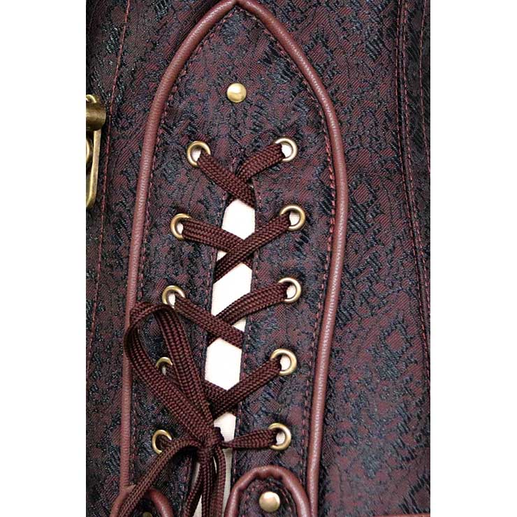 Sexy Brown Underbust Corset, Steel Boned Corset, Cheap Waist Cincher Corset, Vintage Jacquard Underbust Corset, Steampunk Corset, Steel Boned Waist Cincher, #N10634