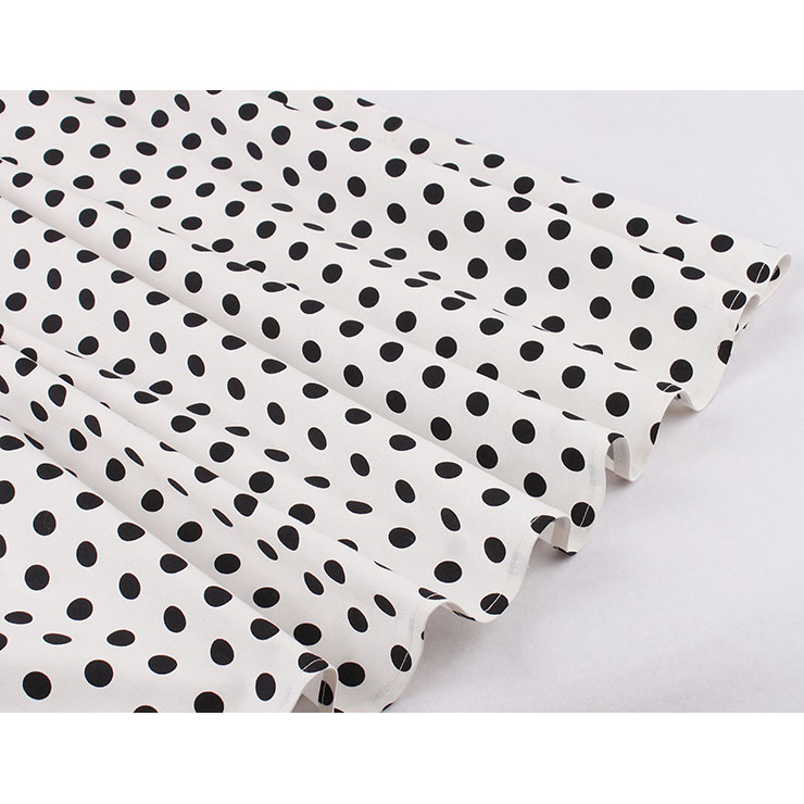 Cap Sleeve Dress, Round Collar Dress, Dot Print Dress, Vintage Dress for Women, Back Zipper Dress, Midi Vintage Dress, Slim Waist Dress, #N15424