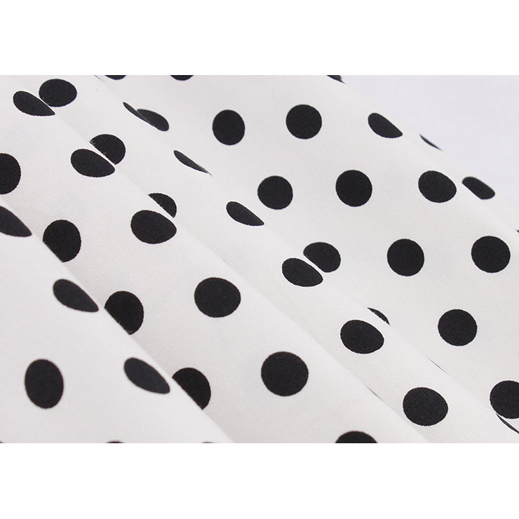 Cap Sleeve Dress, Round Collar Dress, Dot Print Dress, Vintage Dress for Women, Back Zipper Dress, Midi Vintage Dress, Slim Waist Dress, #N15424