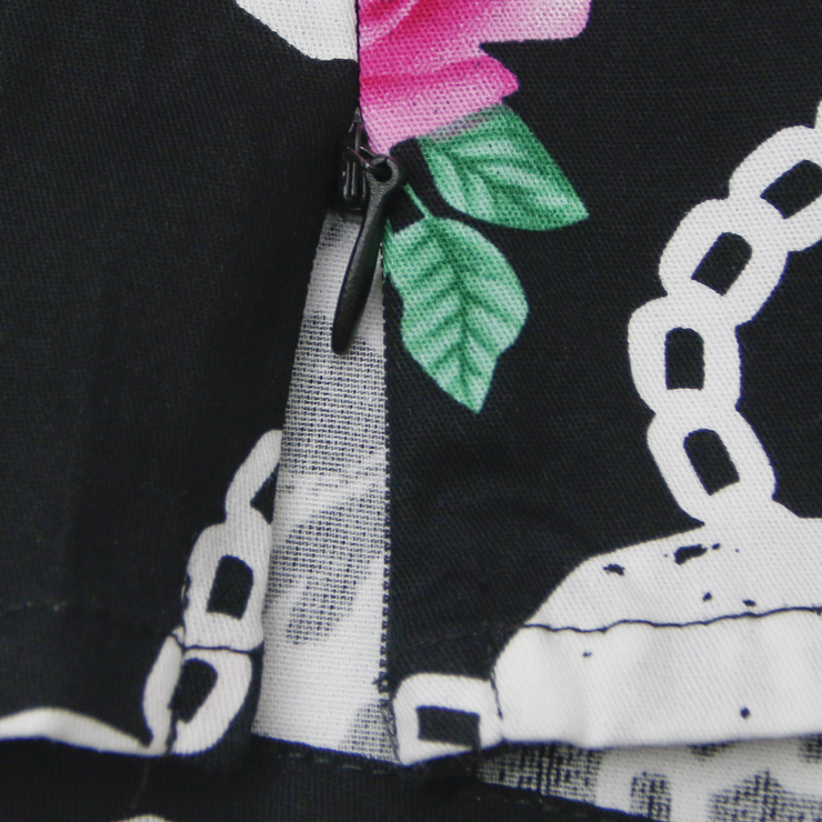 Skull and Flower Print T-shirt, Vintage Casual Short Sleeve Tops, Printed Slim Fit T-shirt, Women