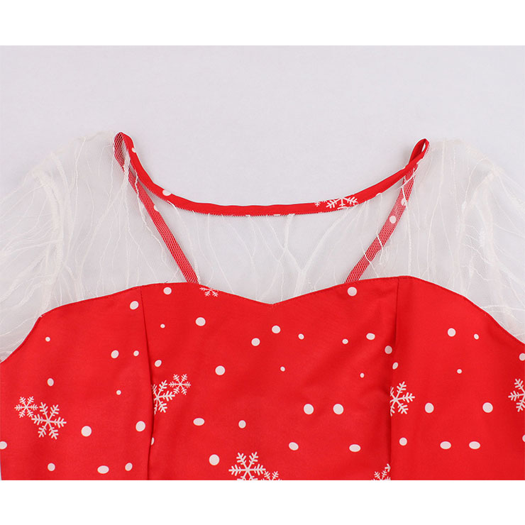Vintage Dress for Women Red, Christmas Dresses for Women Cocktail Party, Casual Swing Dress, Short Sleeves High Waist Swing Dress, Christmas Reindeer Print Dress, Christmas Party Dress, #N18377