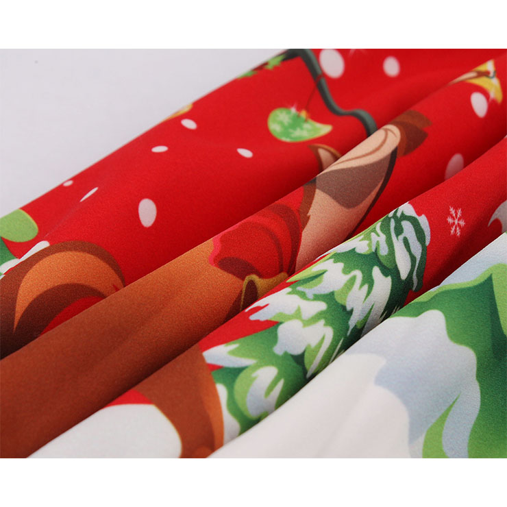 Vintage Dress for Women Red, Christmas Dresses for Women Cocktail Party, Casual Swing Dress, Short Sleeves High Waist Swing Dress, Christmas Reindeer Print Dress, Christmas Party Dress, #N18377