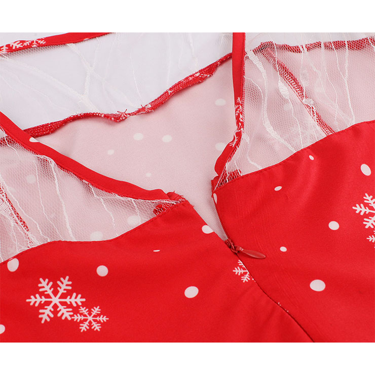 Vintage Dress for Women Red, Christmas Dresses for Women Cocktail Party, Casual Swing Dress, Short Sleeves High Waist Swing Dress, Christmas Reindeer Print Dress, Christmas Party Dress, #N18377