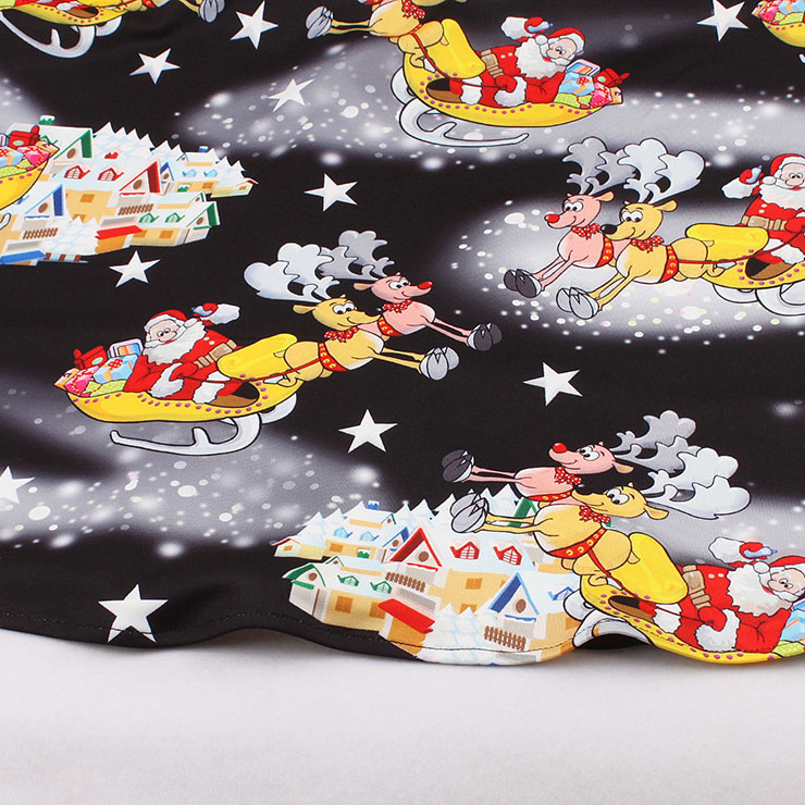 Vintage Dress for Women, Christmas Dresses for Women Cocktail Party, Casual Swing Dress, Sleeveless Swing Dress, Christmas Print Dresses, Christmas Party Dress, #N15127
