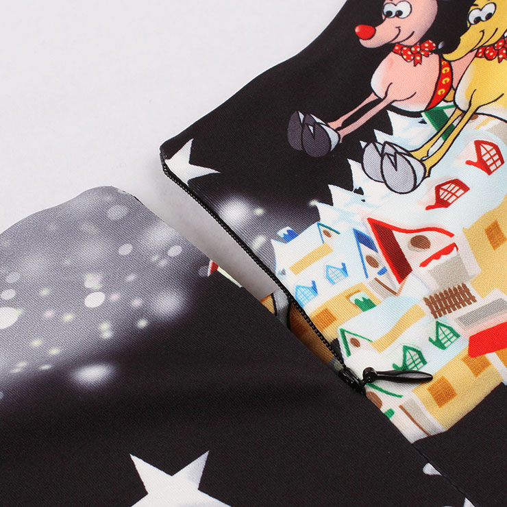 Vintage Dress for Women, Christmas Dresses for Women Cocktail Party, Casual Swing Dress, Sleeveless Swing Dress, Christmas Print Dresses, Christmas Party Dress, #N15127