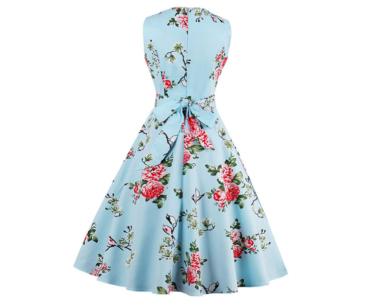 1950's Vintage Floral Print Sleeveless Dress N12867