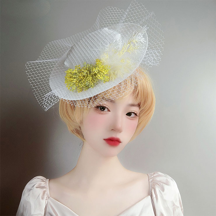 Retro Fancy Fascinator Bowler-hat Hair Clip, Party Hairpin, Fashion Ball Hair Accessory, Fancy Victorian Style Fascinator Hair Clip, Vintage Fishnet Fascinator Hairpin for Women, Gothic Style Hair Clip, Halloween Party Hairclip, #J21677