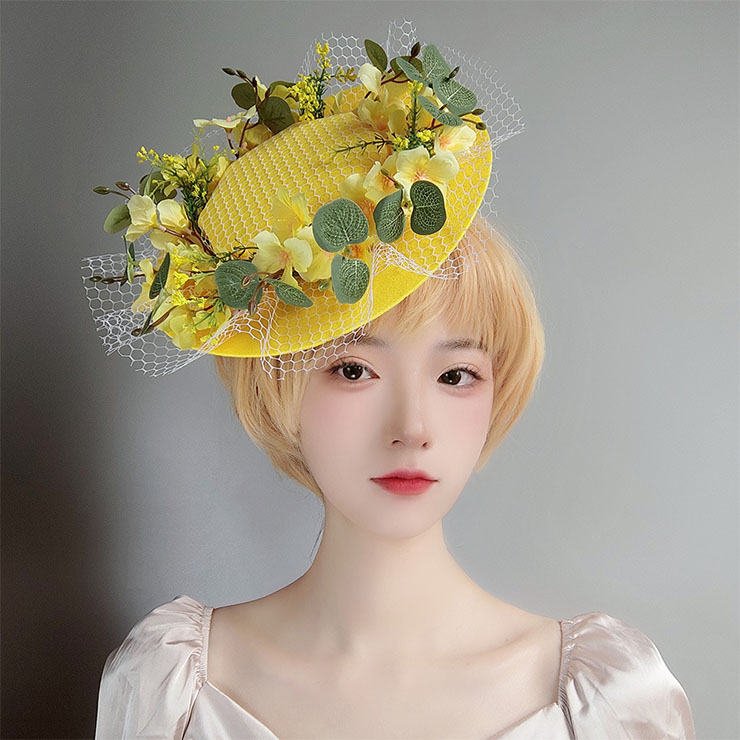 Retro Fancy Fascinator Bowler-hat Hair Clip, Party Hairpin, Fashion Ball Hair Accessory, Fancy Victorian Style Fascinator Hair Clip, Vintage Fishnet Fascinator Hairpin for Women, Gothic Style Hair Clip, Halloween Party Hairclip, #J21678