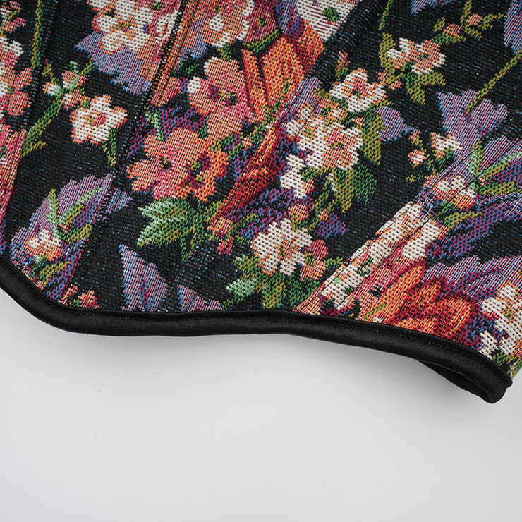 Vintage corset top, floral bustier, adjustable lace-up, women